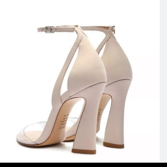 Schutz Kristy Nubuck Clear Vinyl Ankle Strap Dress Sandals Size 9B Rose Nude - Picture 4 of 13